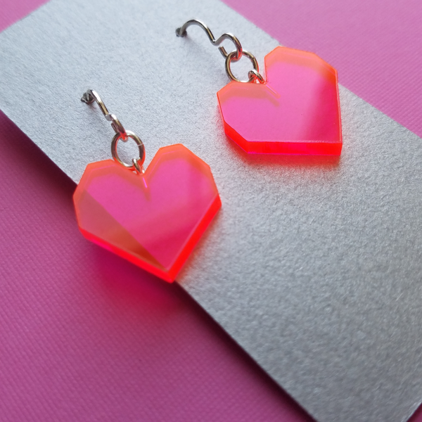 Acrylic Dangle Heart Earrings